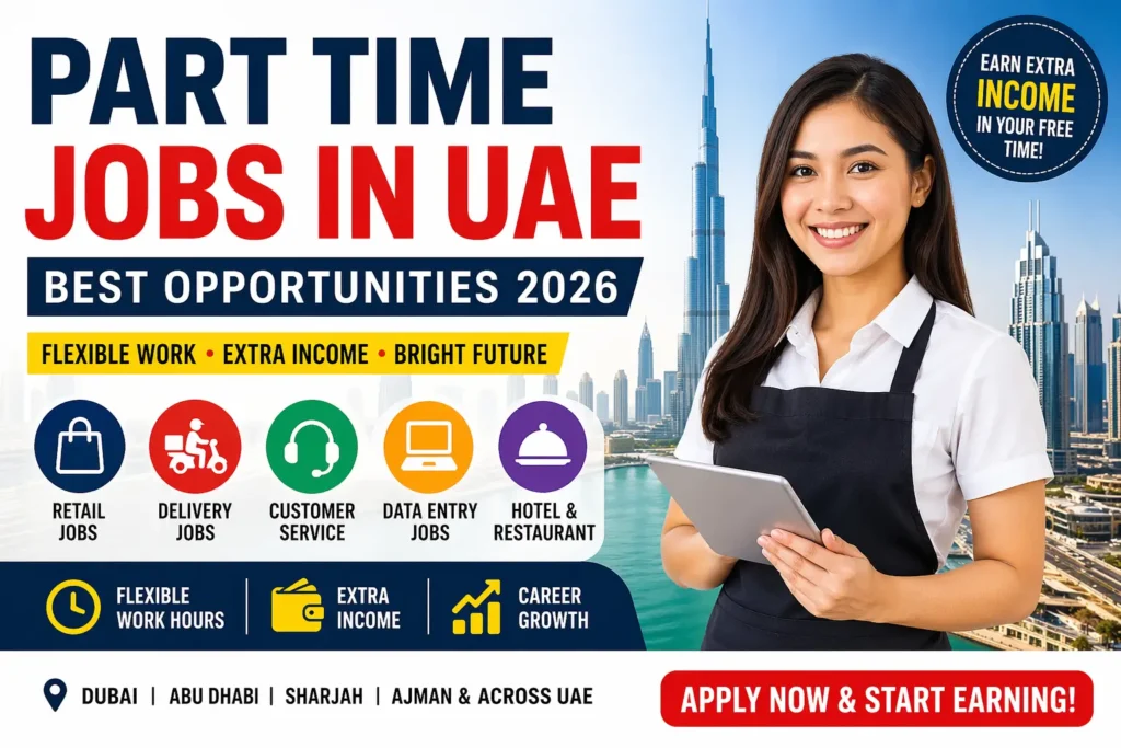 Part Time Jobs in UAE 2026 – flexible part time opportunities in Dubai Abu Dhabi including retail delivery data entry and customer service jobs
