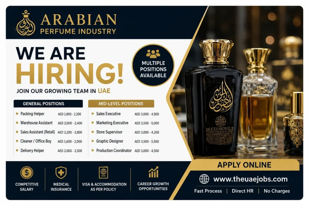 Arabian Perfume Industry Jobs UAE hiring in Dubai Sharjah Ajman